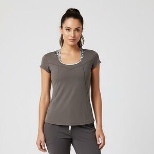 Lole Taupe Women's Short Sleeve Round Neck Top